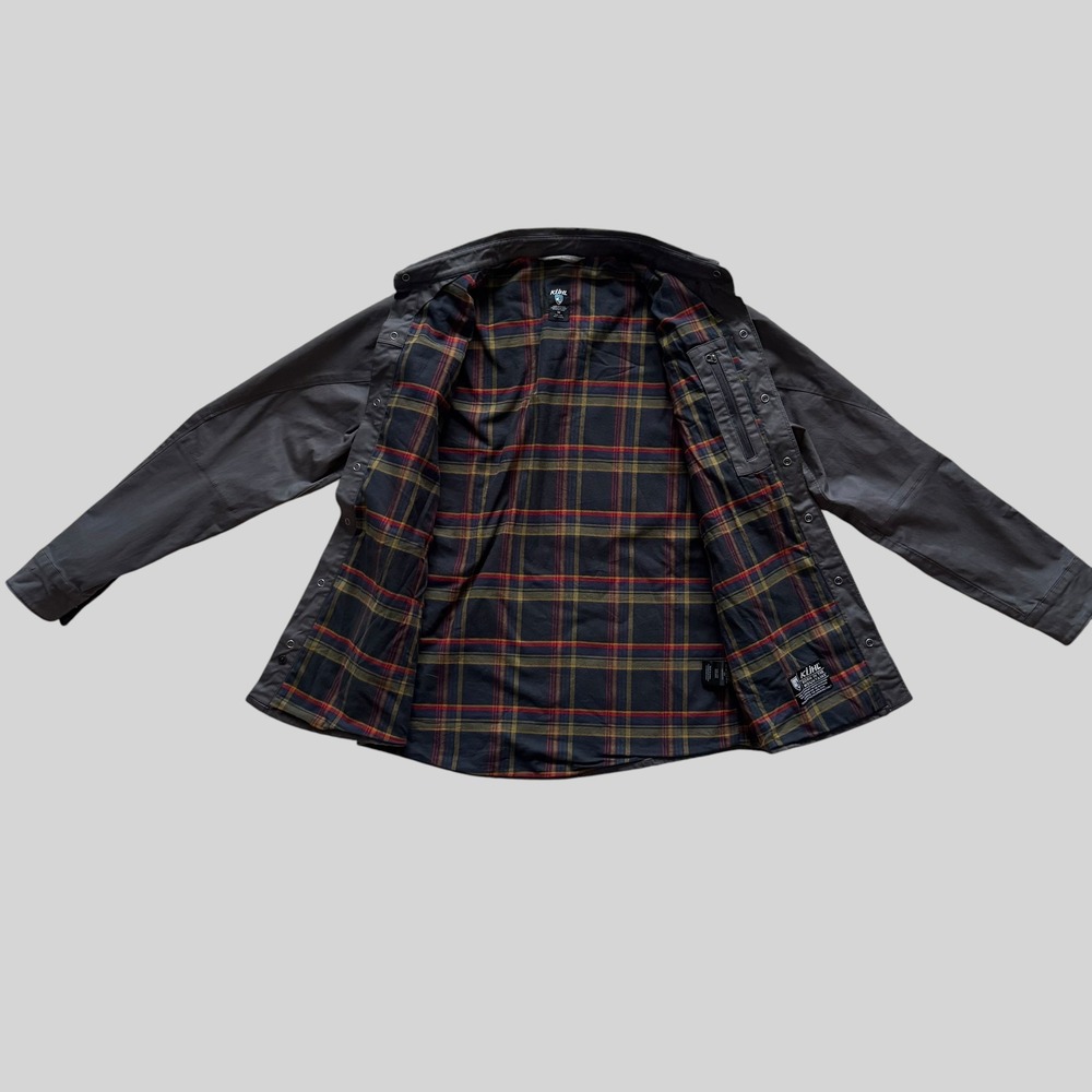 Kuhl Joyrydr Flannel Lined Shirt Jacket Gray Mens Medium Plaid Lining Shacket - Picture 12 of 14